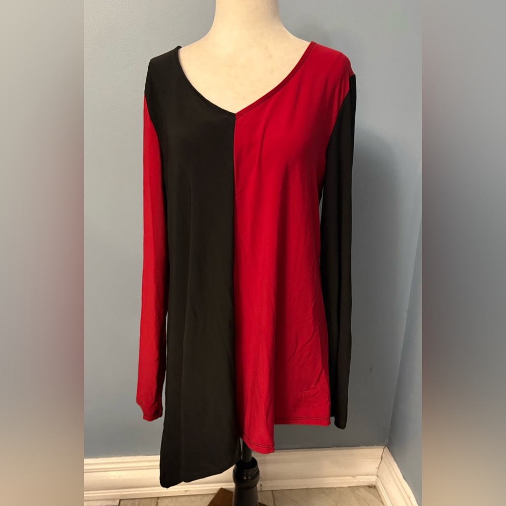 Women's Red and Black Long Sleeve Top